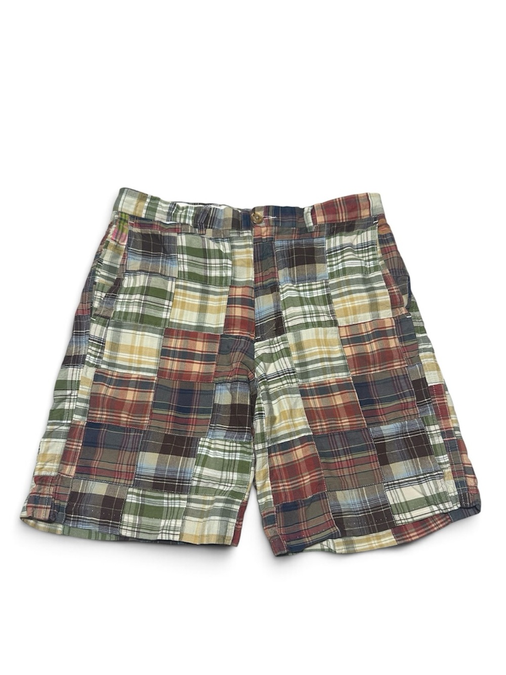 Britches by Samtex Patchwork Madras Plaid Shorts Vintage Preppy Cottagecore Sz30